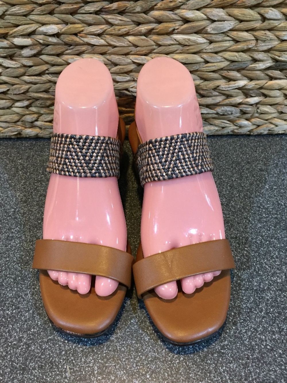 Italian Shoemakers Brown Tan Two-Strap Sandals
